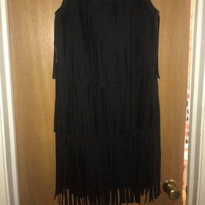 DKNY Black Fringed Dress - Size Medium